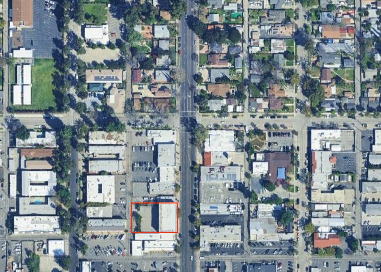 Aerial map view of office building location